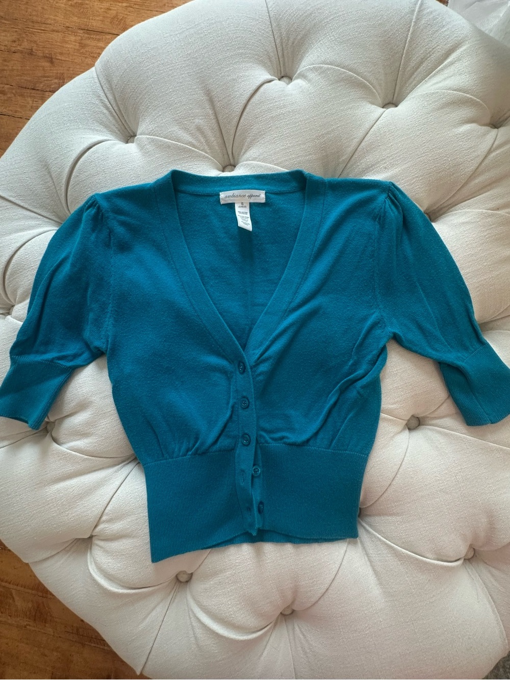 Teal V-Neck Button Cardigan Sweater - Ambiance Apparel